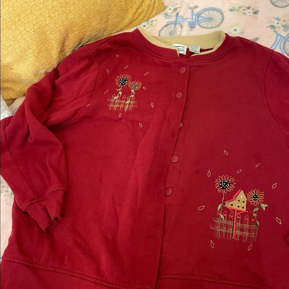 Vintage Sunflower Birdhouse Grandma Sweater